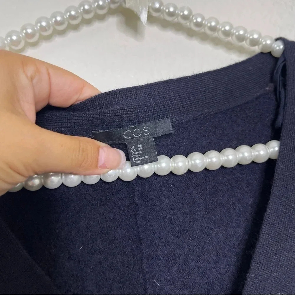 Cos Boiled 100% Wool Color Block V Neck Button Fr… - image 5